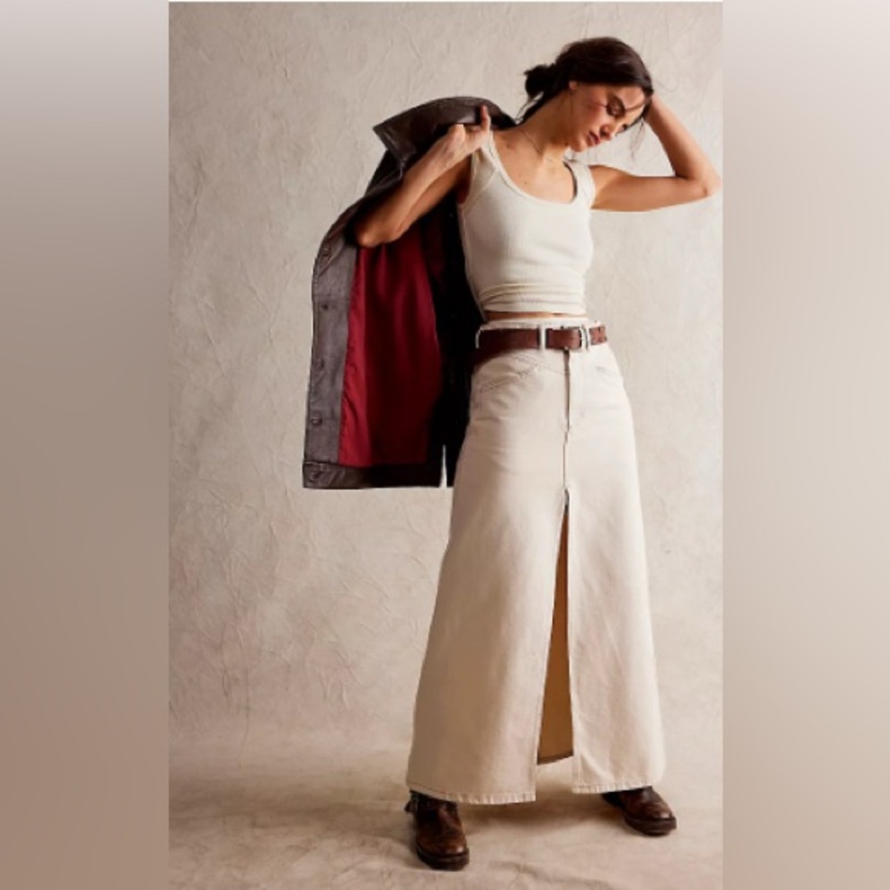 FREE PEOPLE X We The Free Come As You Are Denim Maxi Skirt size 10
